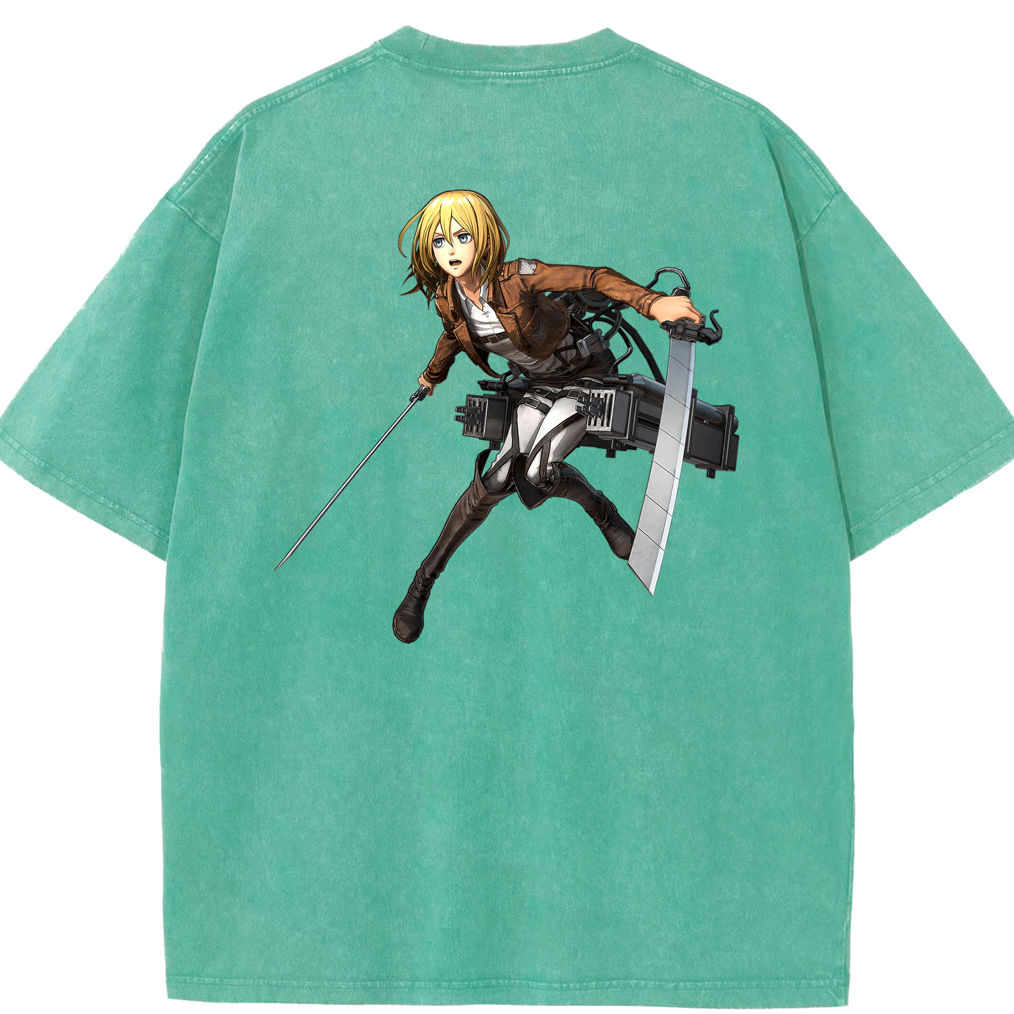 （画像用） 進撃の巨人 クリスタ·レンズ Attack on Titan Christa Lenz 綿100% ヴィンテージ風 半袖Tシャツ（背面プリント）